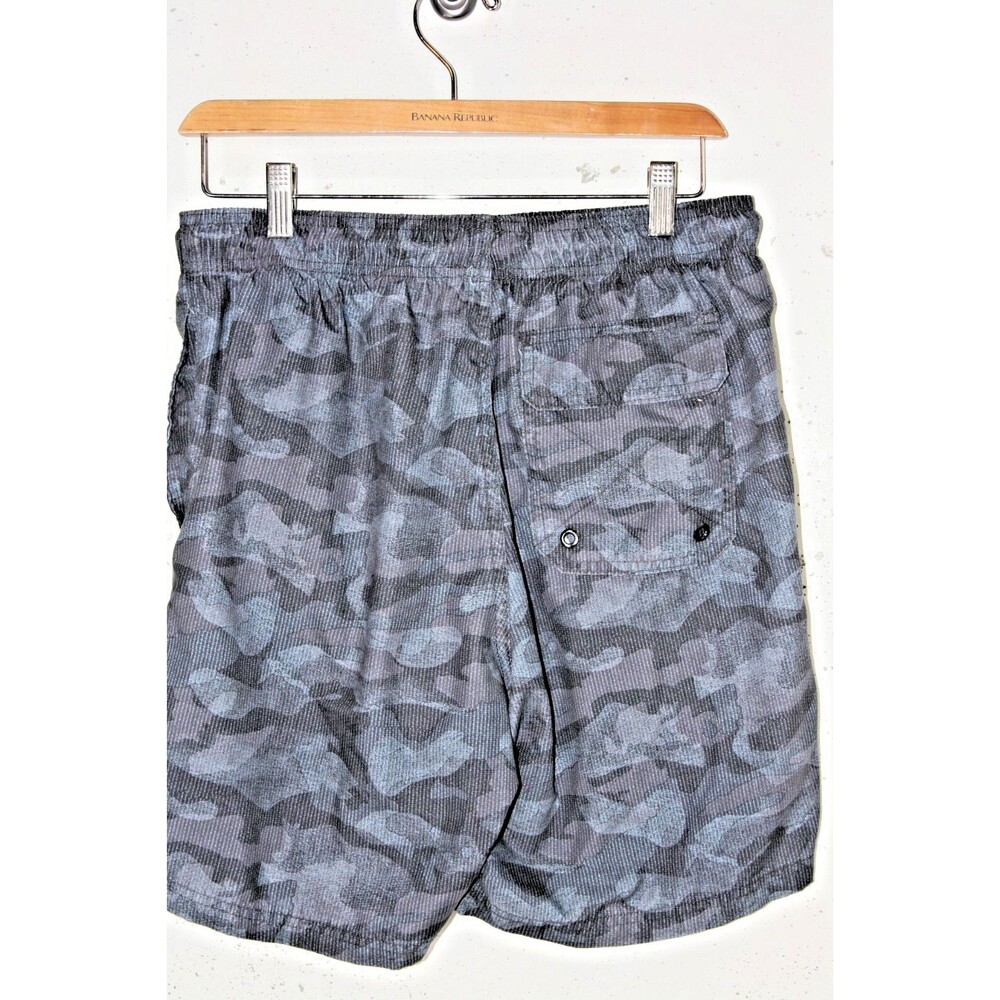 George Swim Trunks Shorts Mens size M (32-34) Gray & Black Camouflage